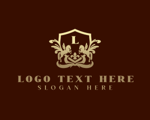 Luxury Ornament Pegasus Shield  logo design