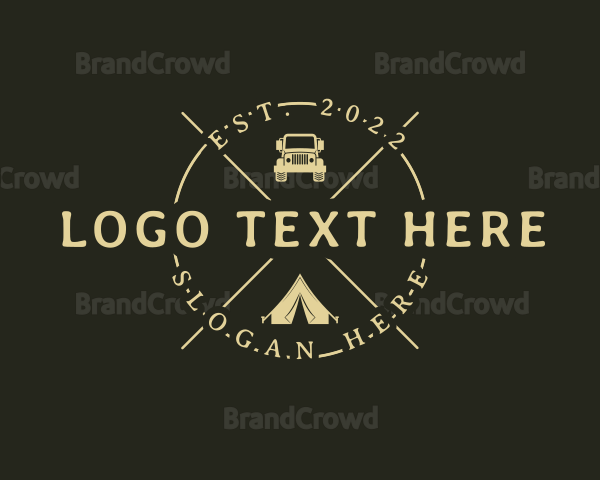 Hipster Tent Camping Trip Logo