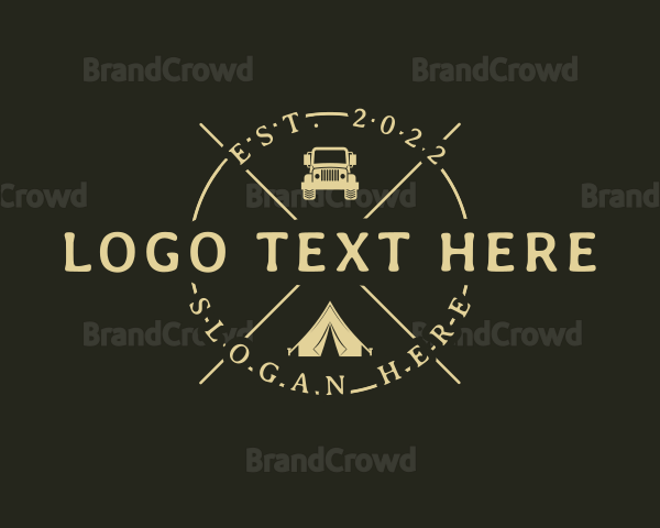 Hipster Tent Camping Trip Logo