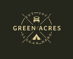 Hipster Tent Camping Trip Logo