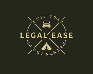 Hipster Tent Camping Trip Logo