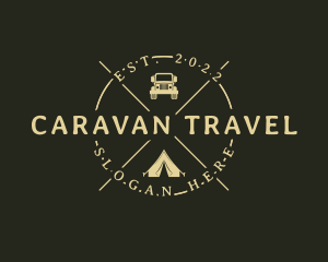 Caravan - Hipster Tent Camping Trip logo design