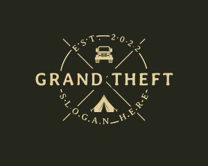 Glamping - Hipster Tent Camping Trip logo design