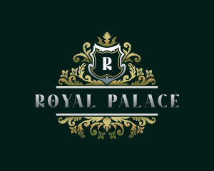 Royal Crown Floral Shield logo design