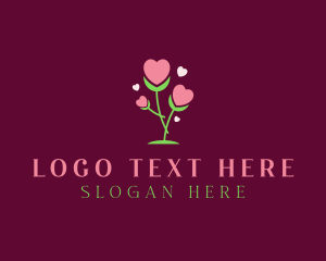 Online Dating Site - Romantic Heart Bloom logo design