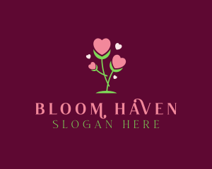 Romantic Heart Bloom  logo design