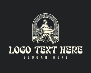 Beach - Vintage Ocean Surfer logo design