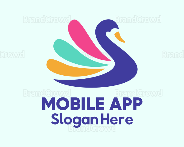 Colorful Swan Silhouette Logo