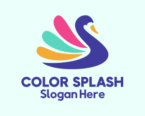 Colorful Swan Silhouette logo design