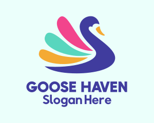 Colorful Swan Silhouette logo design