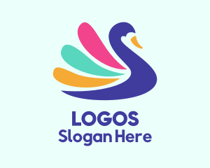 Nature Reserve - Colorful Swan Silhouette logo design