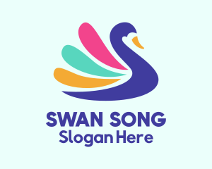 Colorful Swan Silhouette logo design