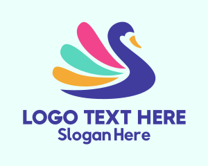 Crane - Colorful Swan Silhouette logo design