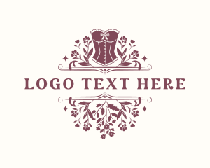 Underwear - Floral Corset Lingerie logo design