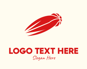 Ball - Red Fiery Basketball logo design