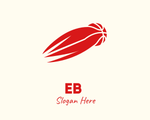 Red Fiery Basketball Logo