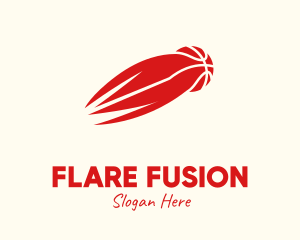 Red Fiery Basketball logo design