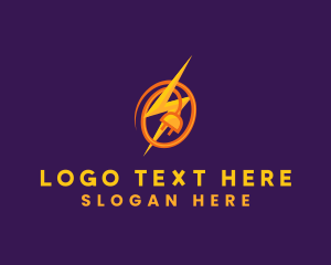 Power Plant - Lightning Bolt Plug logo design