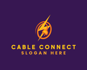 Cable - Lightning Bolt Plug logo design