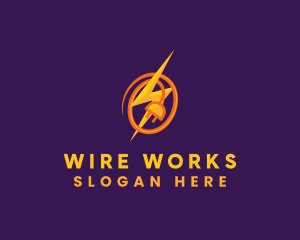 Wire - Lightning Bolt Plug logo design