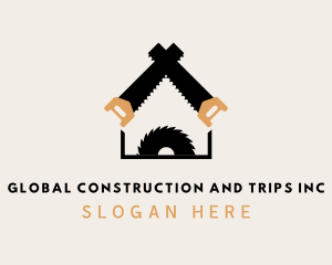 Repairman - Saw House Construction logo design
