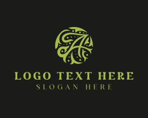 Lettering - Floral Ornament Letter A logo design