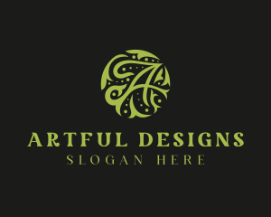 Floral Ornament Letter A logo design