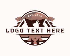 Paintbrush - Roofing Renovation Tools logo design