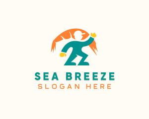 Fisherman Shrimp Seafood logo design