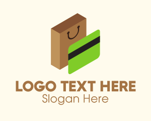 Commerce - Credit Card & Shopping Bag logo design