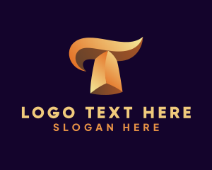 Software - Gold Letter T logo design