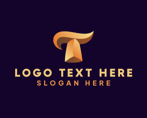 Enterprise - Gold Letter T logo design