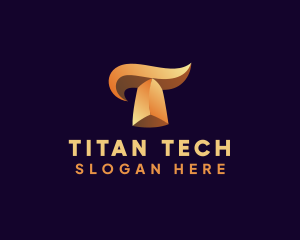 Gold Letter T logo design