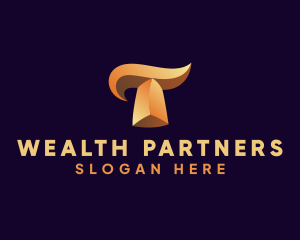 Investors - Gold Letter T logo design