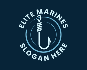 Marine Fishing Hook logo design