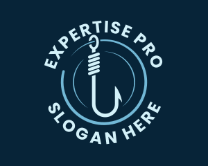 Marine Fishing Hook logo design