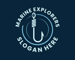 Marine Fishing Hook logo design