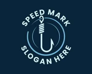 Marine Fishing Hook logo design