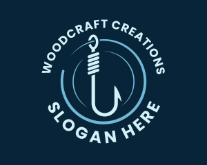 Marine Fishing Hook logo design