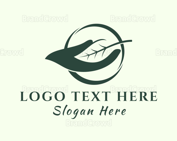 Eco Leaf Hand Logo