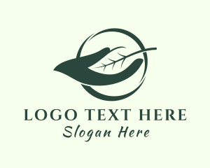 Vegan - Eco Leaf Hand logo design