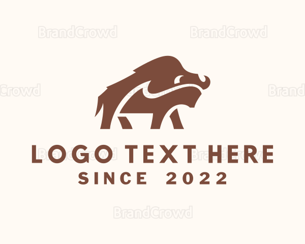 Wild Bison Animal Logo