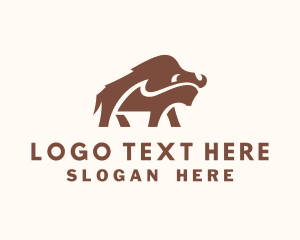 Wild Bison Animal Logo