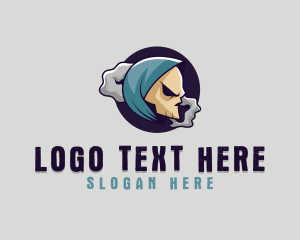 Vaping - Skull Smoke Hood logo design