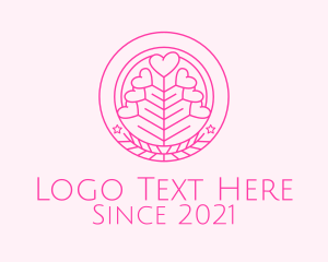 Badge - Pink Heart Plant logo design