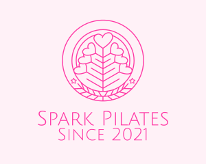 Online Dating - Pink Heart Plant logo design