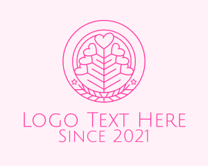 Online Dating - Pink Heart Plant logo design