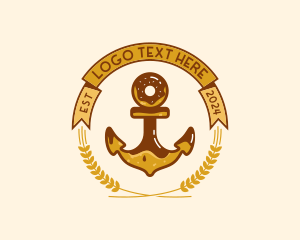 Badge - Wheat Donut Anchor logo design