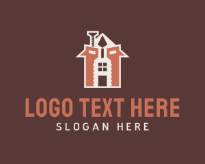 Triangle Ruler - Builder Construction House Tools logo design