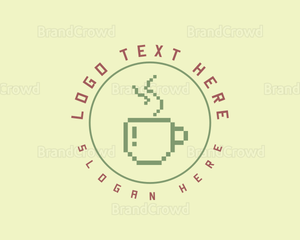 Pixelated Coffee Cafe Logo